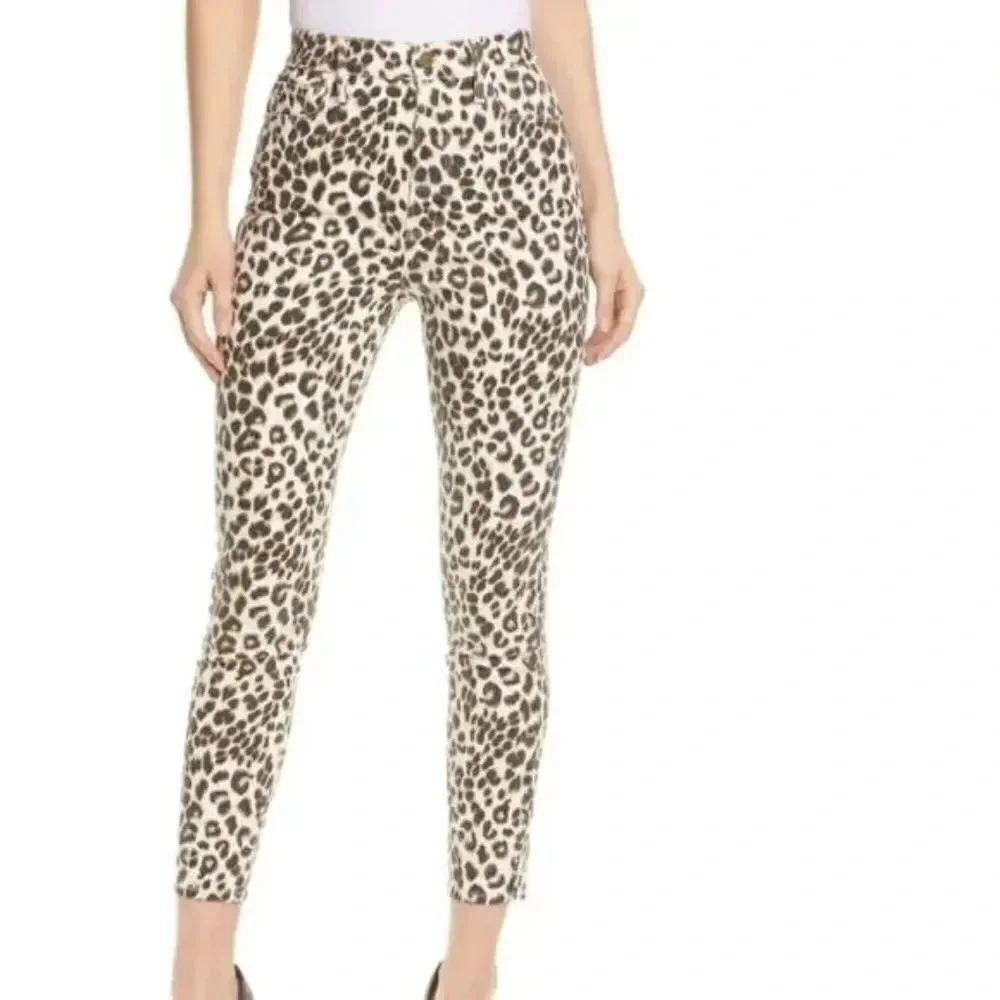 Frame Ali Leopard High Rise Cigarette Jeans